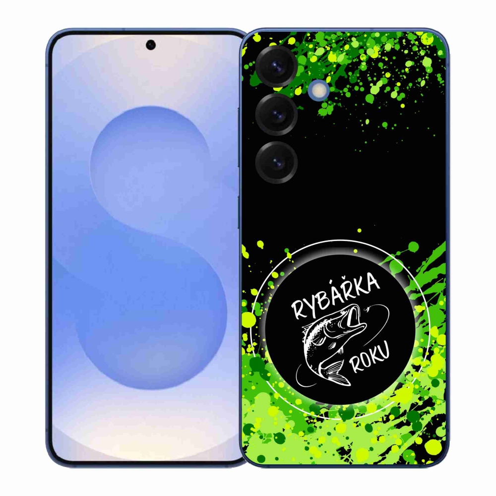 Gélový kryt mmCase na Samsung Galaxy S26+ - rybárka roku čierne pozadie