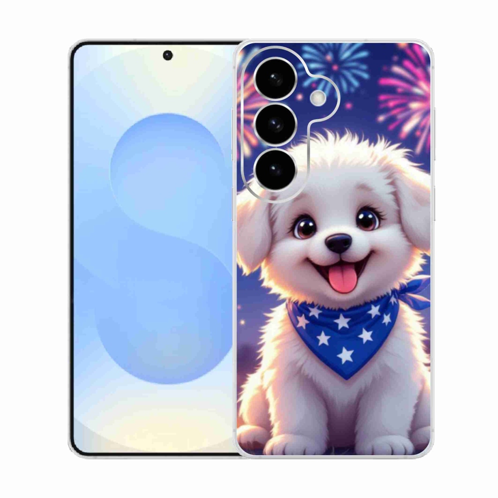 Gélový kryt mmCase na Samsung Galaxy S26 - slávnostné šteňa