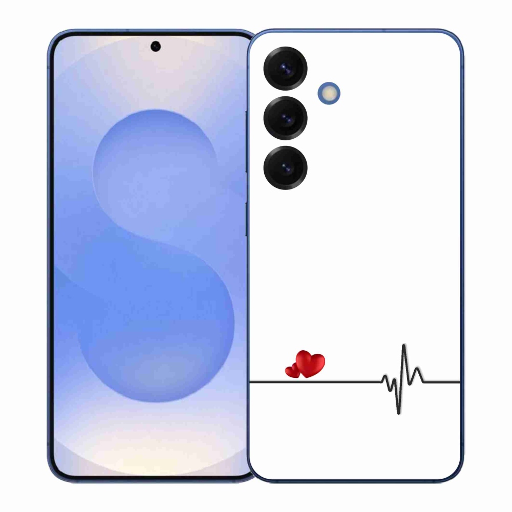 Gélový kryt mmCase na Samsung Galaxy S26+ - srdce a tep biele pozadie