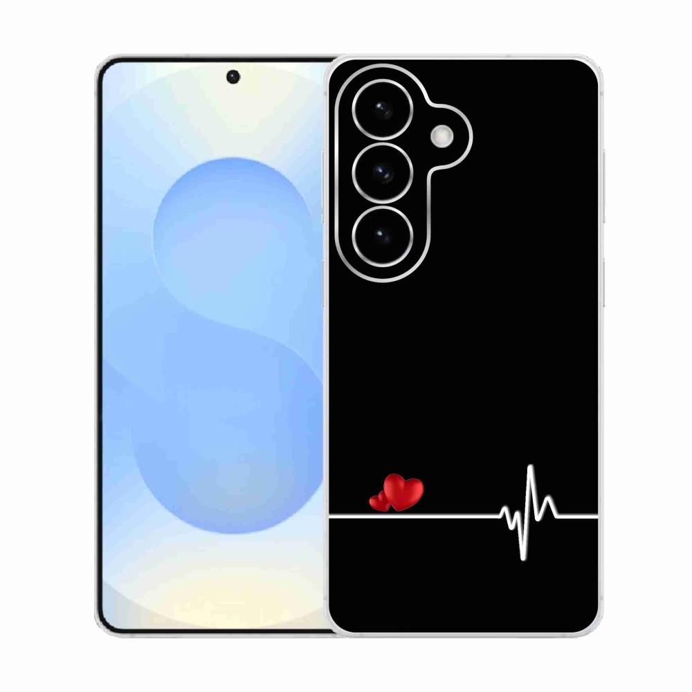 Gélový kryt mmCase na Samsung Galaxy S26 - srdce a tep čierne pozadie