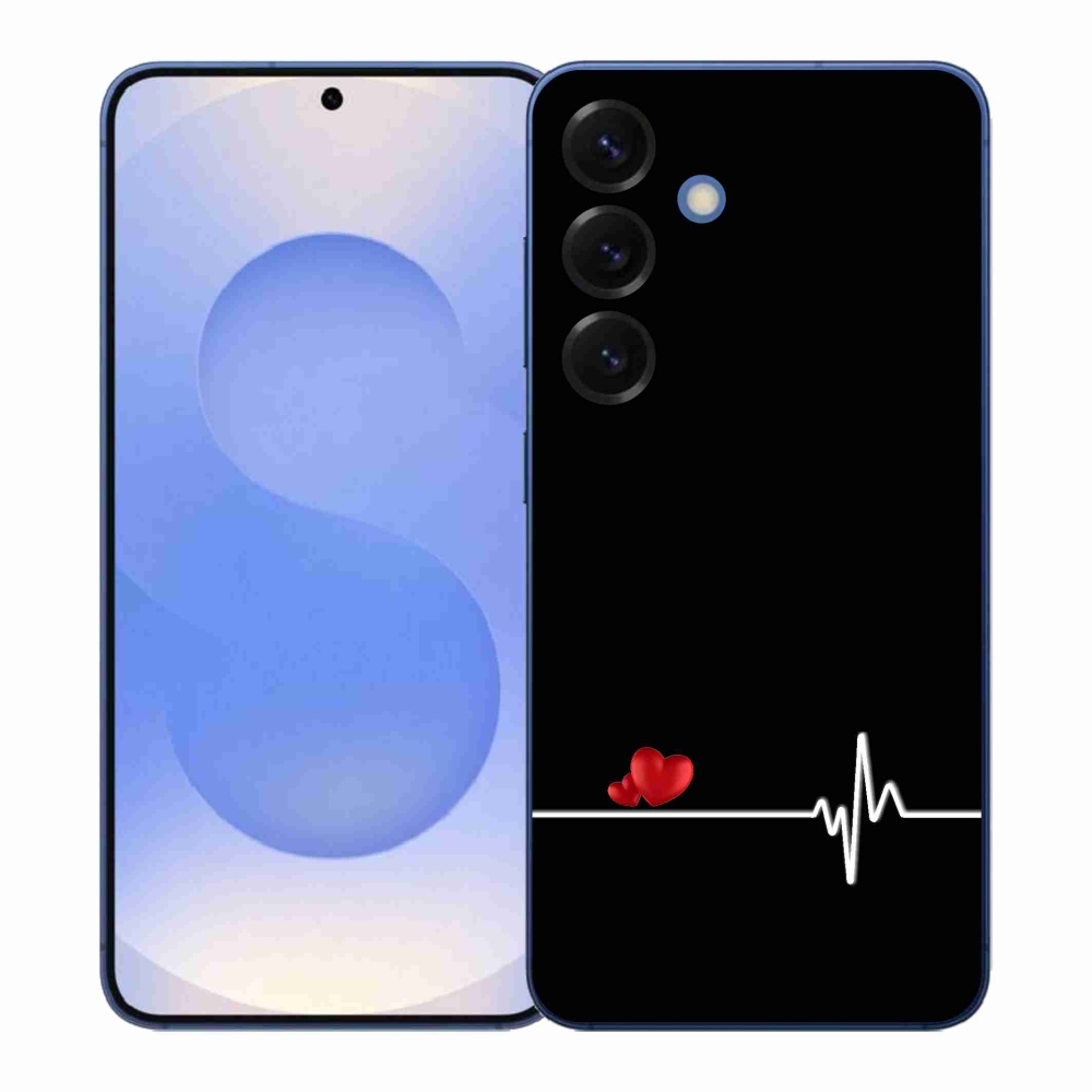 Gélový kryt mmCase na Samsung Galaxy S26+ - srdce a tep čierne pozadie