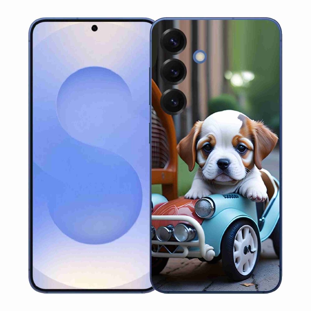 Gélový kryt mmCase na Samsung Galaxy S26+ - šteňa v retro aute