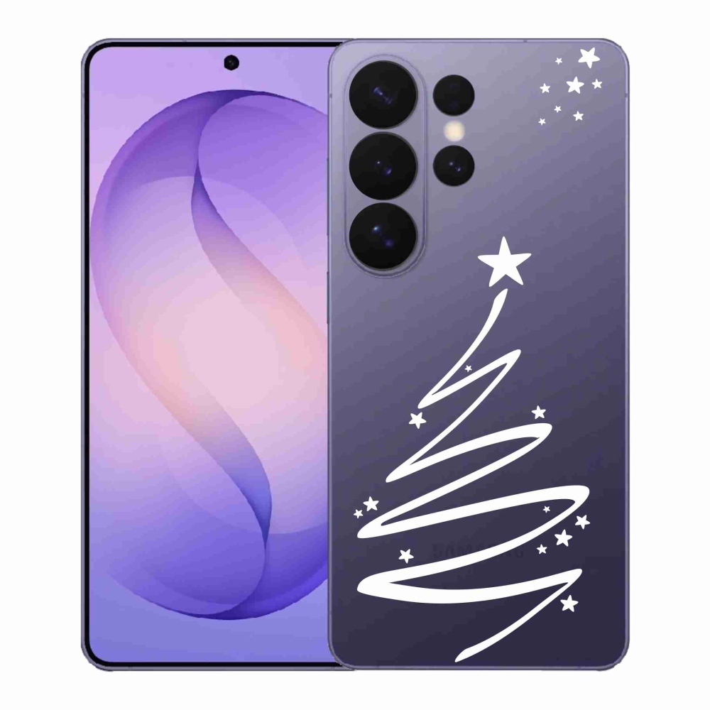 Gélový kryt mmCase na Samsung Galaxy S26 Ultra - biely stromček na priehľadnom pozadí