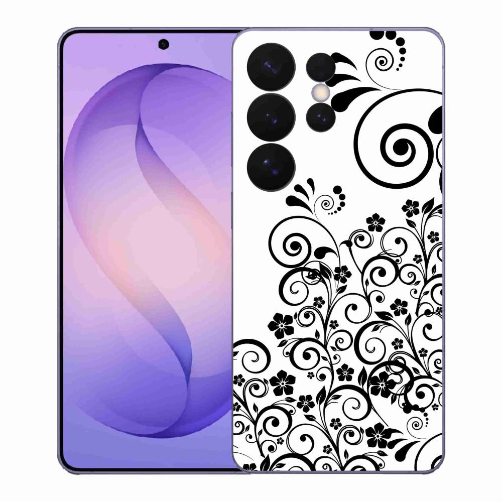 Gélový kryt mmCase na Samsung Galaxy S26 Ultra - čiernobiele kvetinové vzory