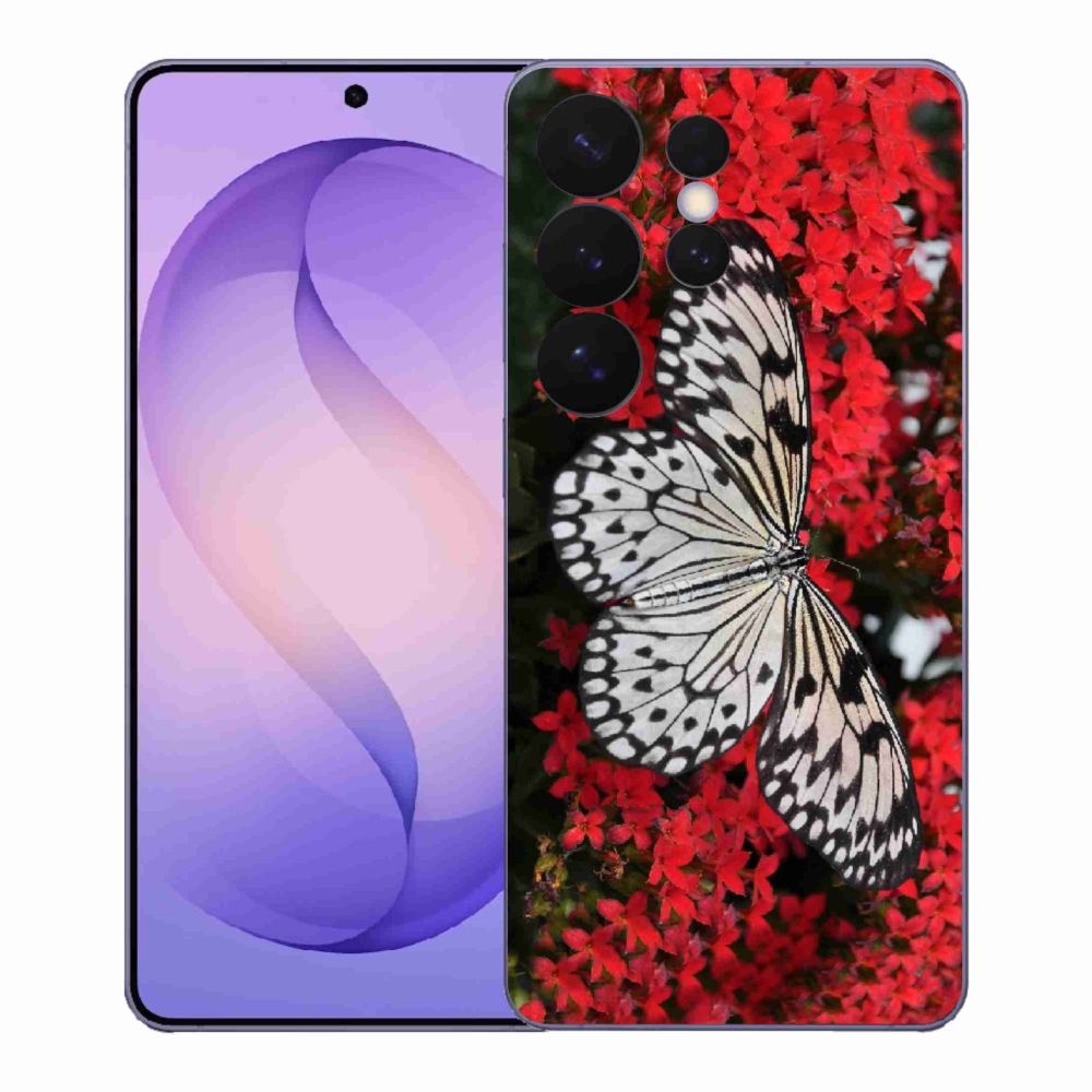 Gélový kryt mmCase na Samsung Galaxy S26 Ultra - čiernobiely motýľ 1