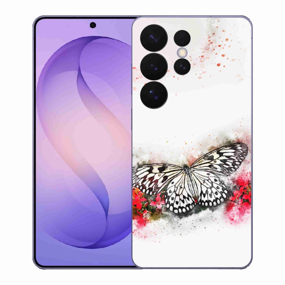 Gélový kryt mmCase na Samsung Galaxy S26 Ultra - čiernobiely motýľ