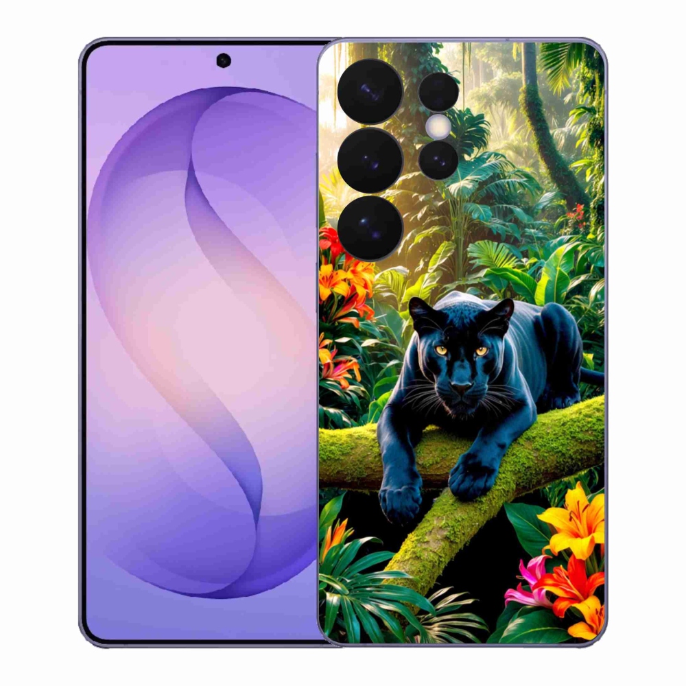 Gélový kryt mmCase na Samsung Galaxy S26 Ultra - čierny panter v džungli