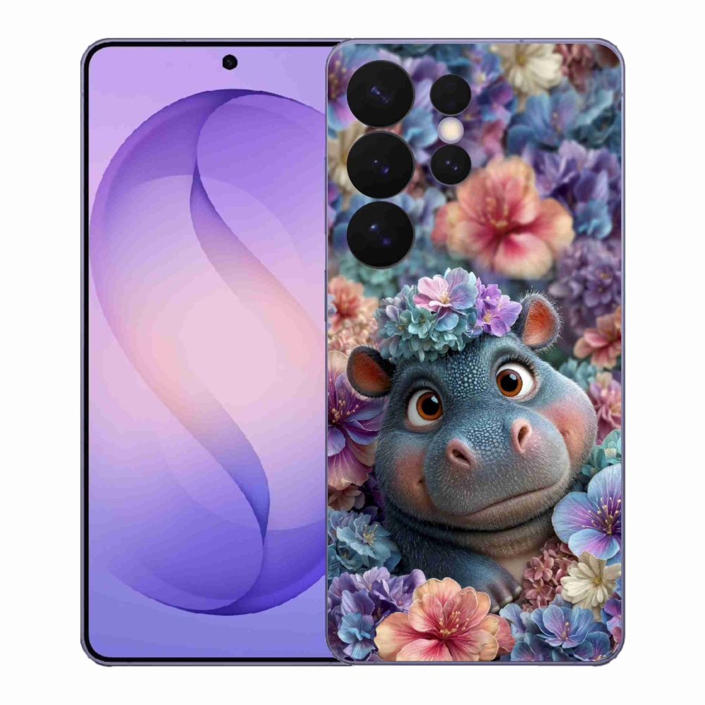 Gélový kryt mmCase na Samsung Galaxy S26 Ultra - hrošík v kvetoch