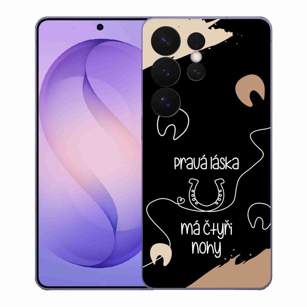 Gélový kryt mmCase na Samsung Galaxy S26 Ultra - konský motív čierne pozadie
