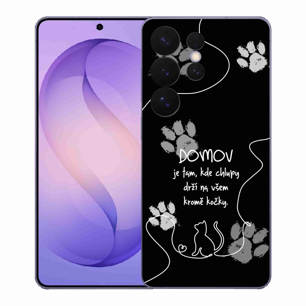 Gélový kryt mmCase na Samsung Galaxy S26 Ultra - mačacie motív čierne pozadie