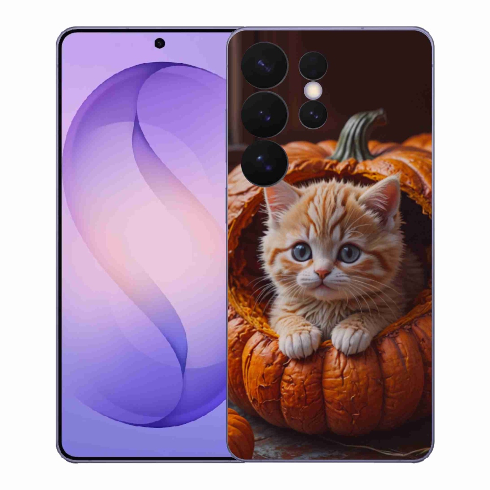 Gélový kryt mmCase na Samsung Galaxy S26 Ultra - mačiatko a tekvica 2
