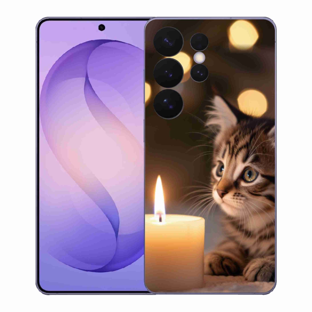 Gélový kryt mmCase na Samsung Galaxy S26 Ultra - mačiatko a sviečka