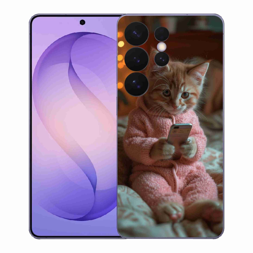 Gélový kryt mmCase na Samsung Galaxy S26 Ultra - mačiatko s mobilom