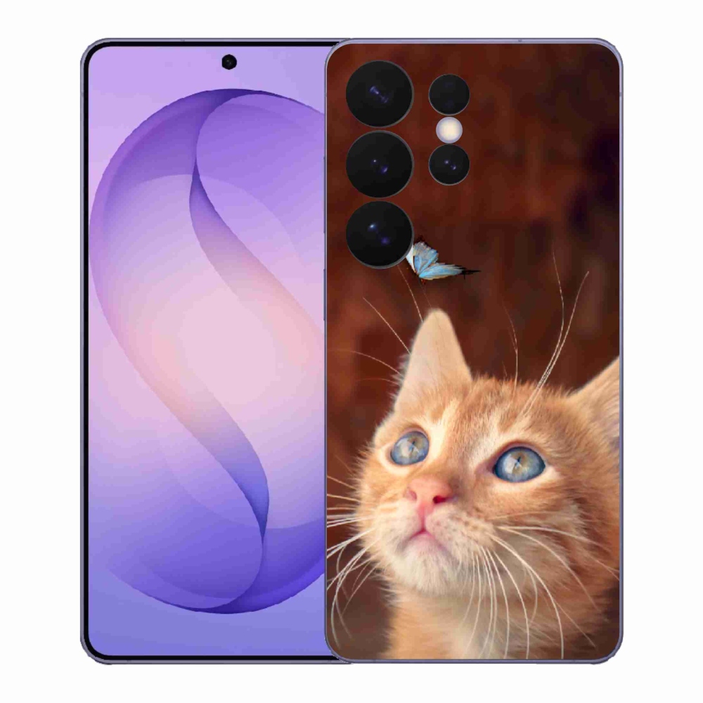 Gélový kryt mmCase na Samsung Galaxy S26 Ultra - motýľ a mačiatko