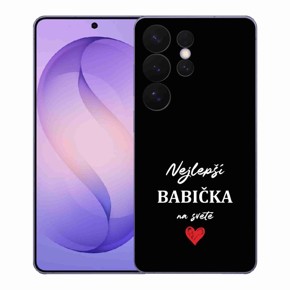 Gélový kryt mmCase na Samsung Galaxy S26 Ultra - najlepšia babička 1 čierne pozadie
