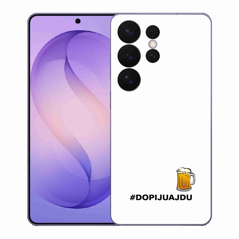Gélový kryt mmCase na Samsung Galaxy S26 Ultra - pivný motív 1 biele pozadie