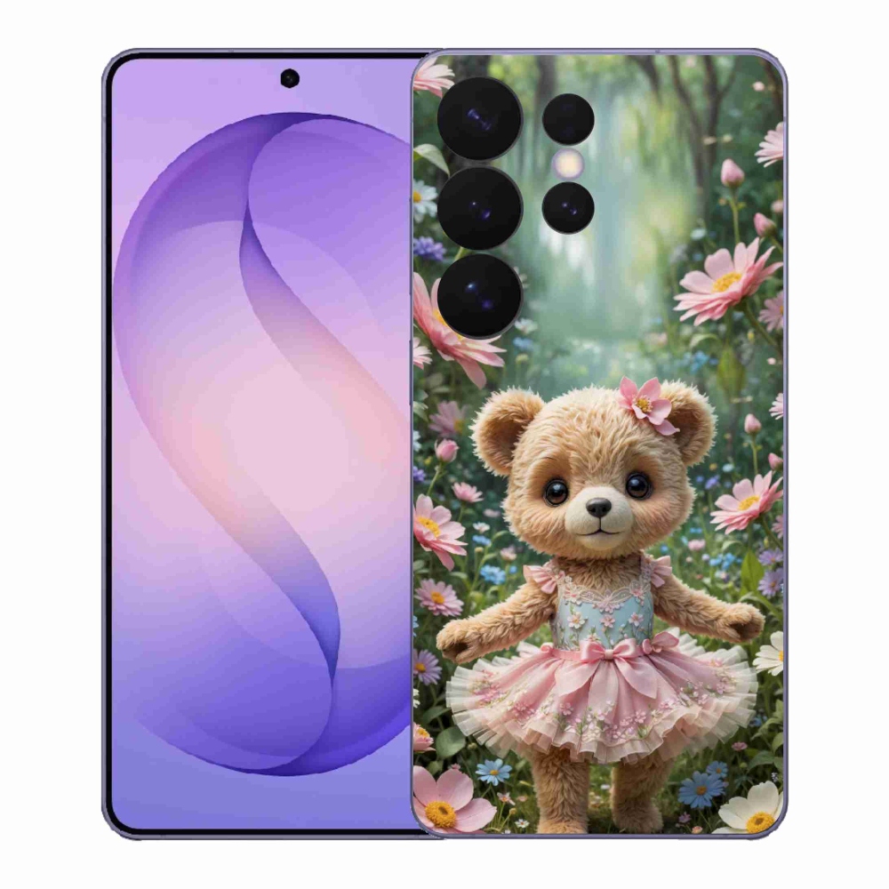 Gélový kryt mmCase na Samsung Galaxy S26 Ultra - roztomilý medvedík v kvetoch