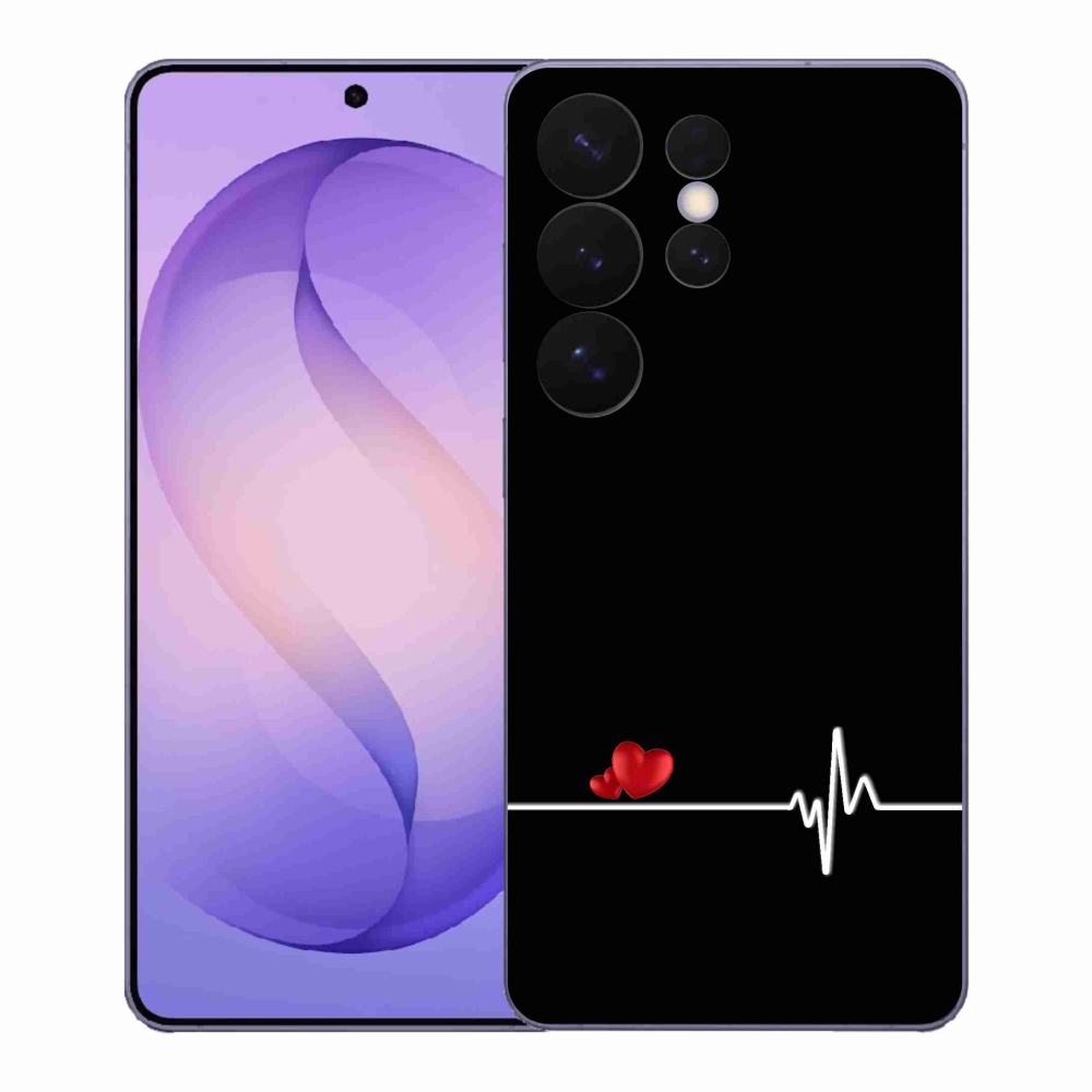 Gélový kryt mmCase na Samsung Galaxy S26 Ultra - srdce a tep čierne pozadie
