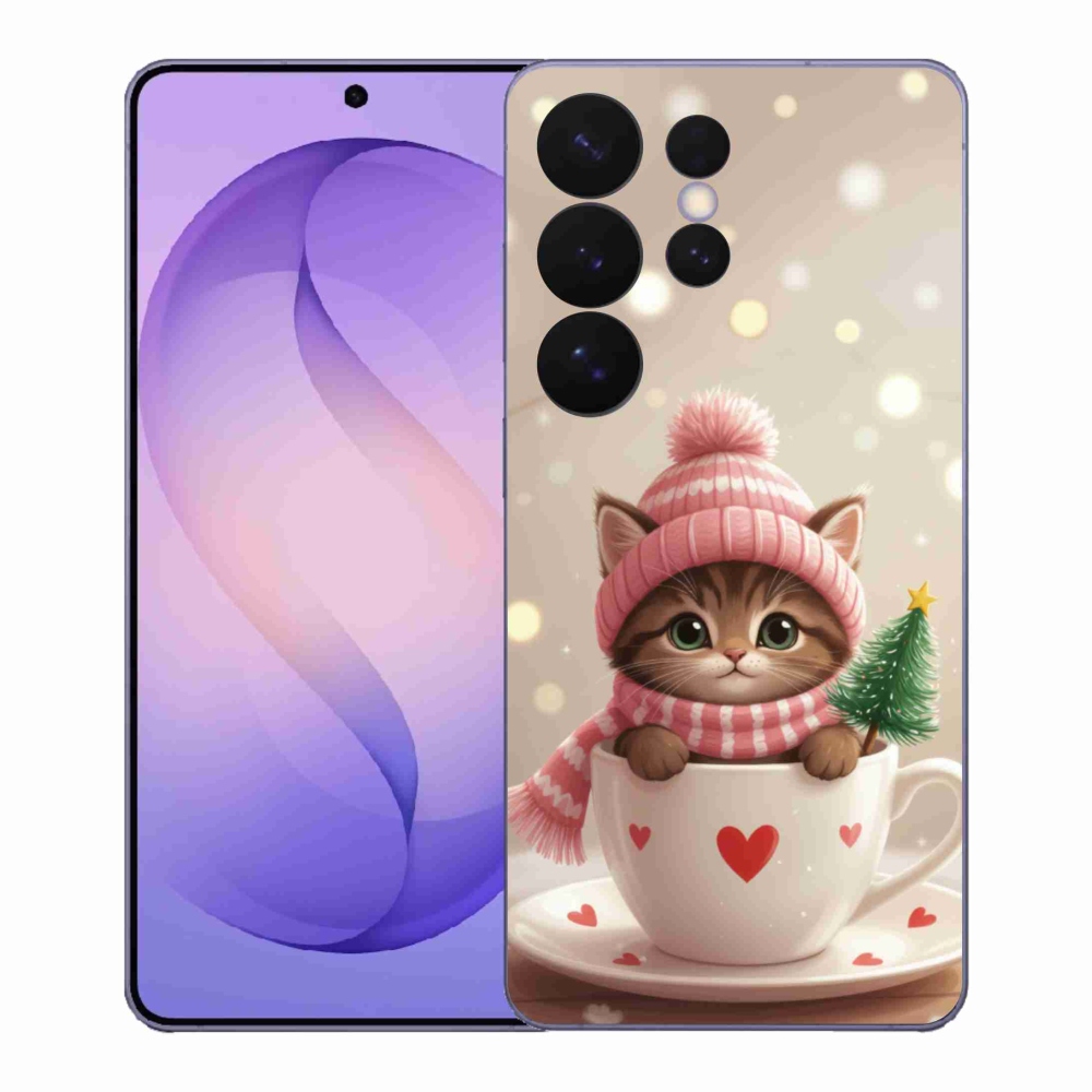 Gélový kryt mmCase na Samsung Galaxy S26 Ultra - vianočné mačiatko v hrnčeku