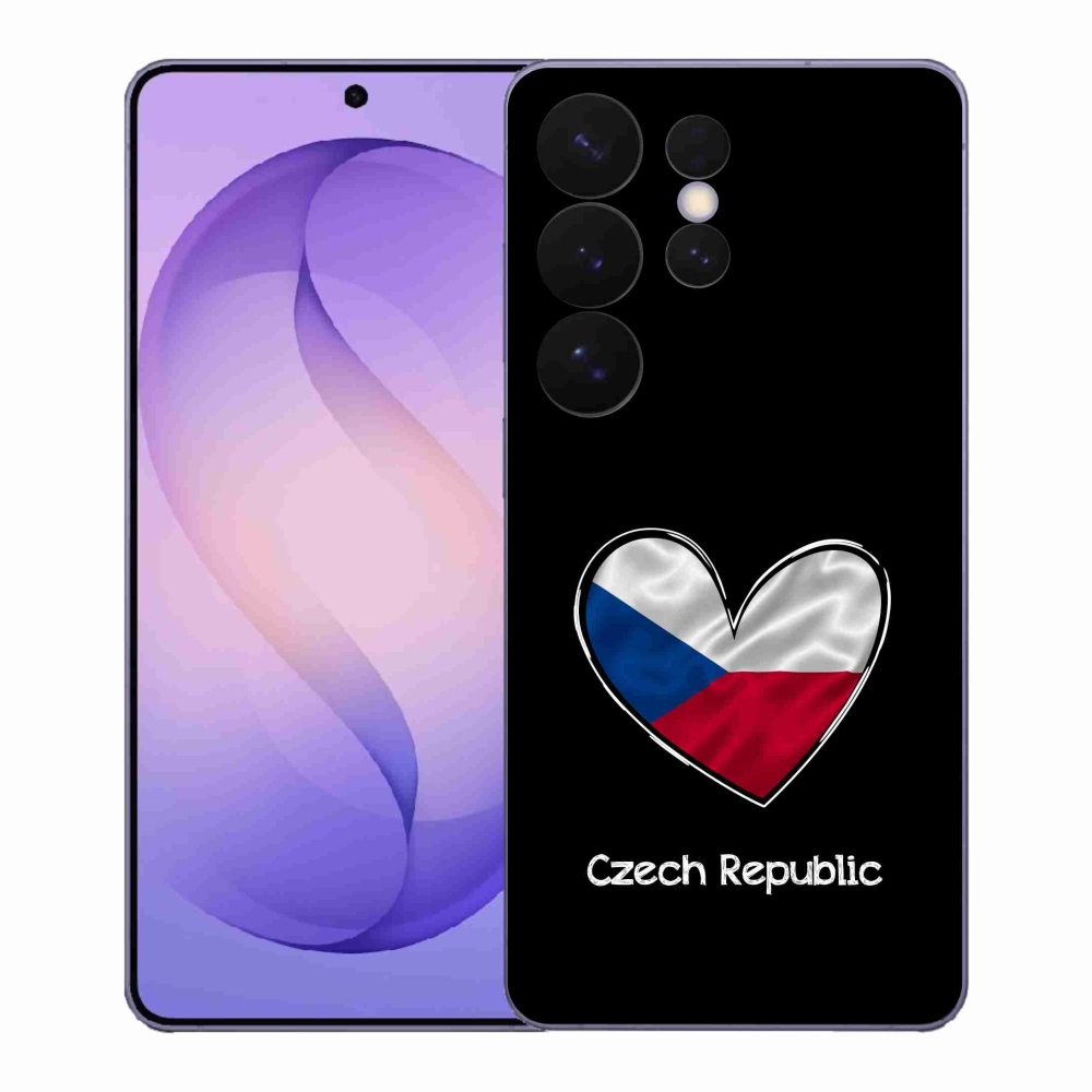 Gélový kryt mmCase na Samsung Galaxy S26 Ultra - vlajka srdca čierne pozadie