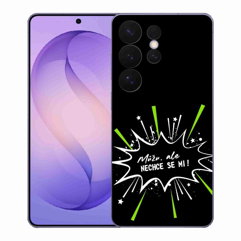 Gélový kryt mmCase na Samsung Galaxy S26 Ultra - vtipný text 11 čierne pozadie