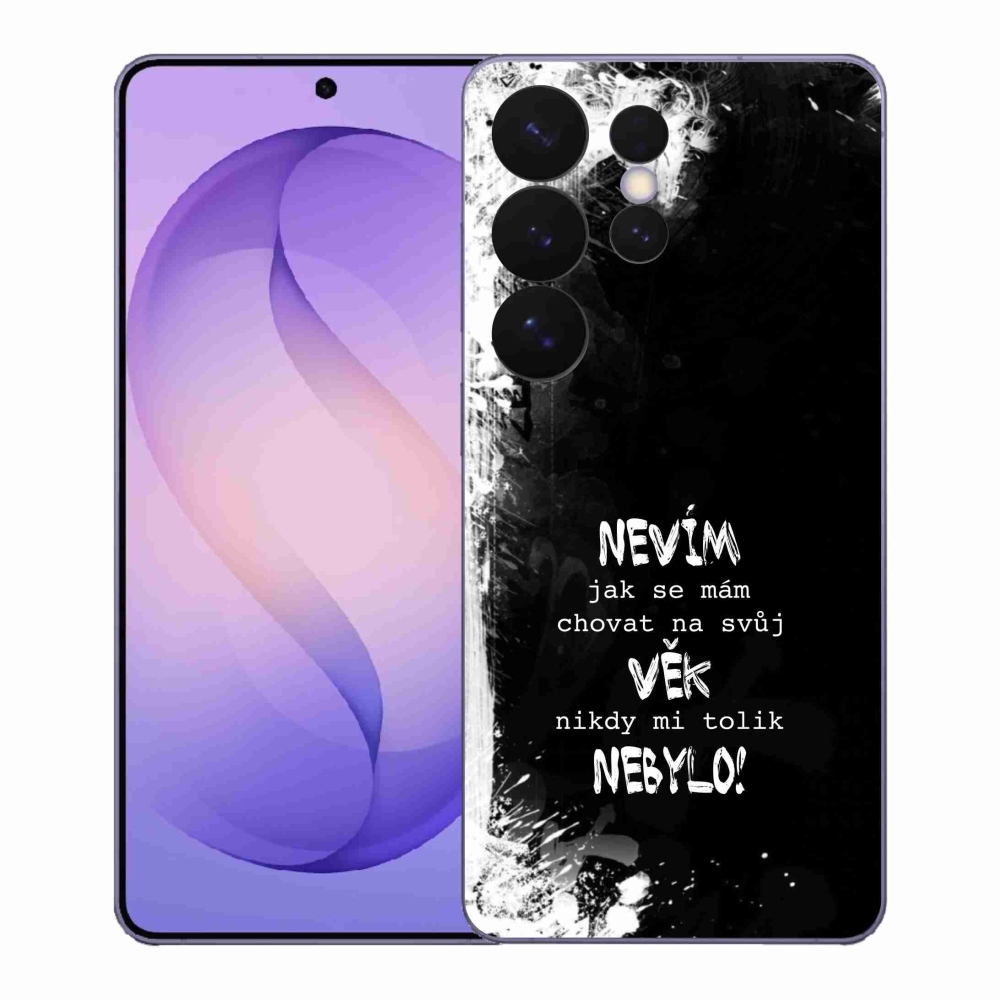 Gélový kryt mmCase na Samsung Galaxy S26 Ultra - vtipný text 14 čierne pozadie