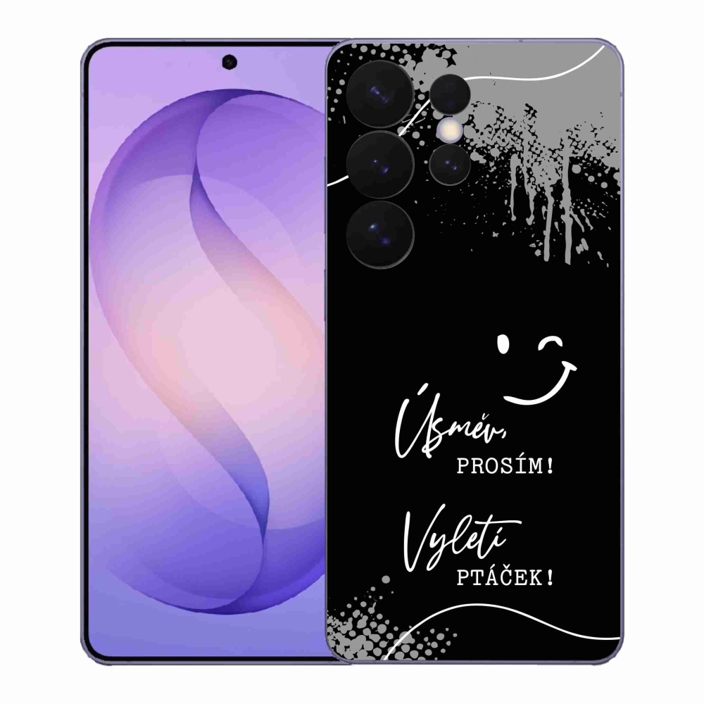 Gélový kryt mmCase na Samsung Galaxy S26 Ultra - vtipný text 4 čierne pozadie