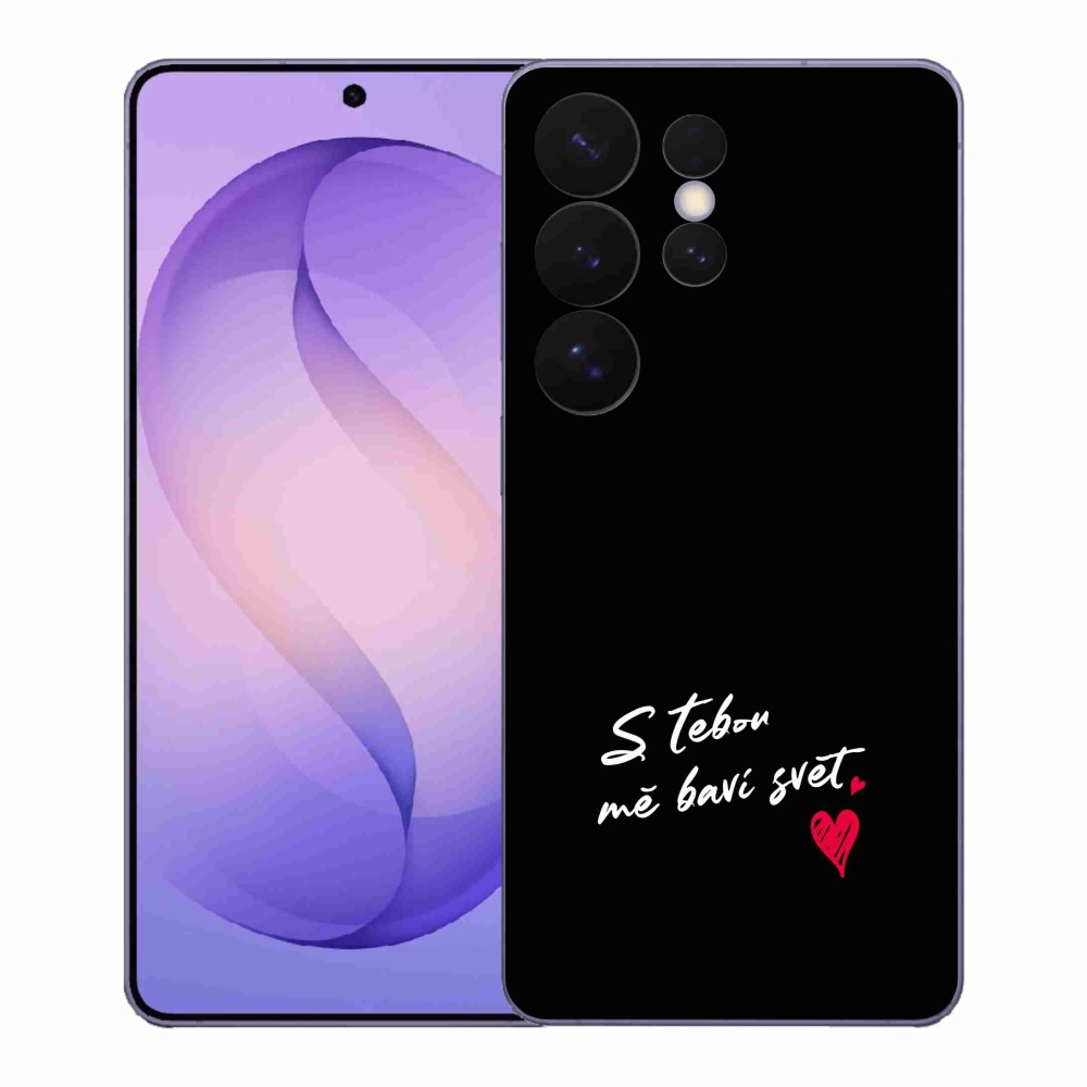 Gélový kryt mmCase na Samsung Galaxy S26 Ultra - zamilovaný text 1 čierne pozadie