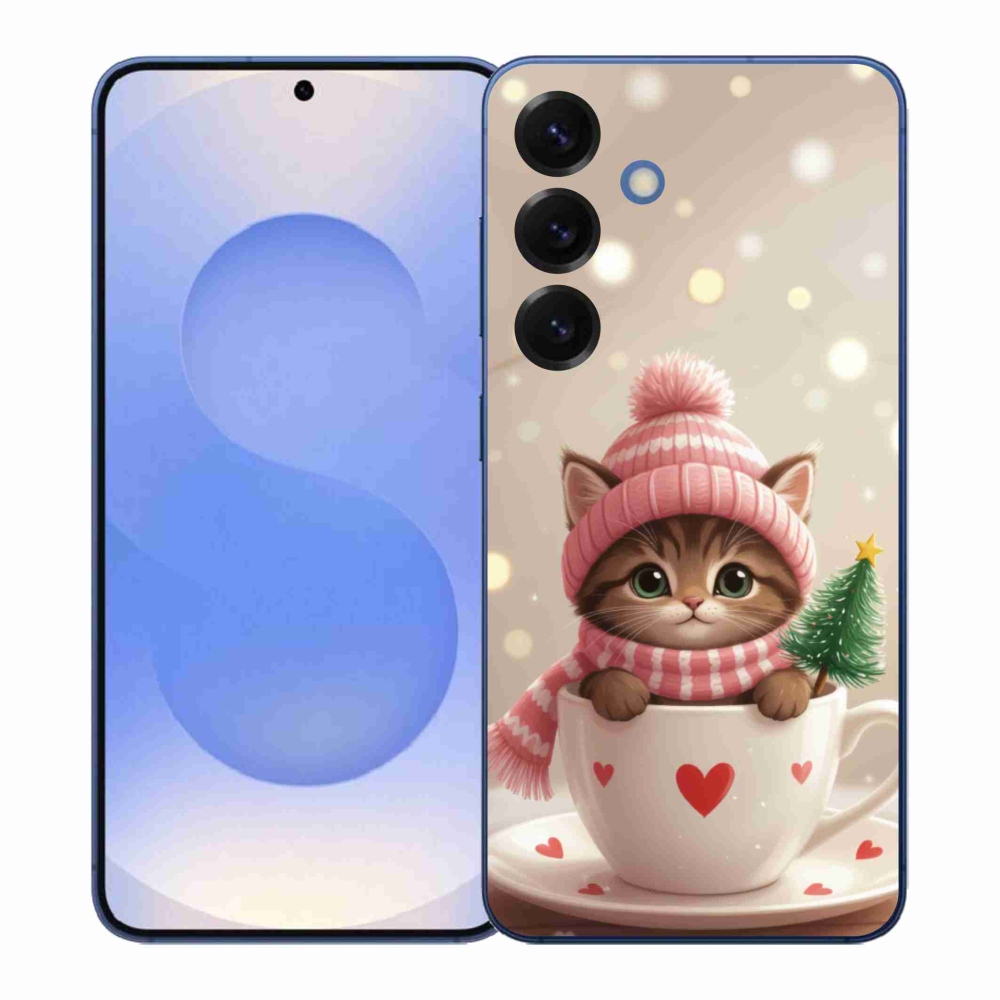 Gélový kryt mmCase na Samsung Galaxy S26+ - vianočné mačiatko v hrnčeku