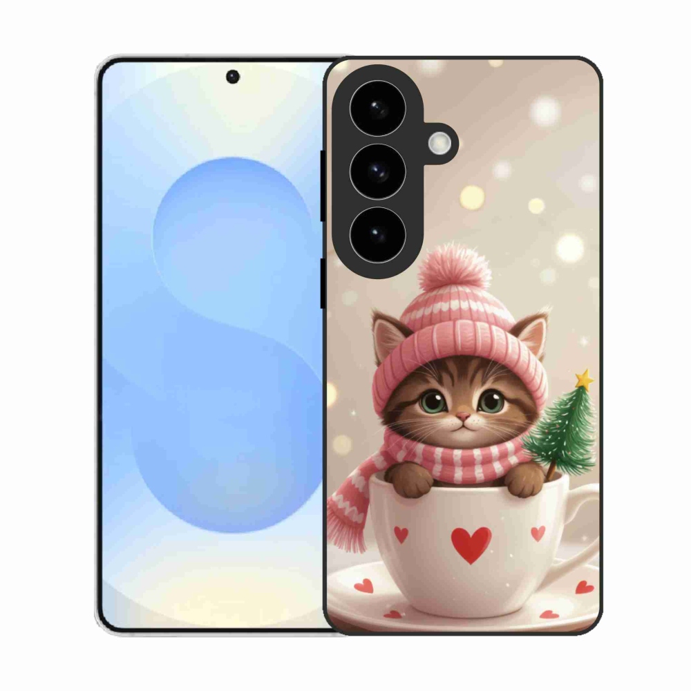 Gélový kryt mmCase na Samsung Galaxy S26 - vianočné mačiatko v hrnčeku