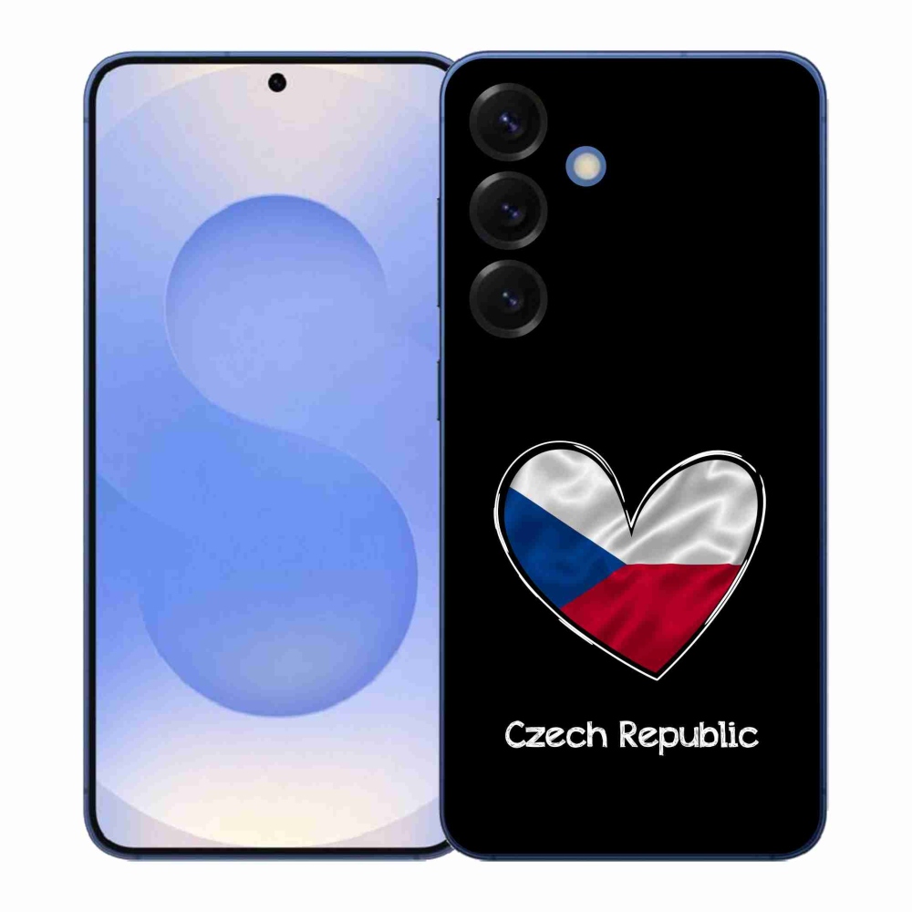 Gélový kryt mmCase na Samsung Galaxy S26+ - vlajka srdca čierne pozadie