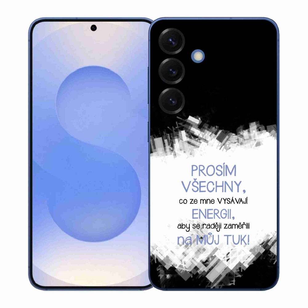 Gélový kryt mmCase na Samsung Galaxy S26+ - vtipný text 1 modrý