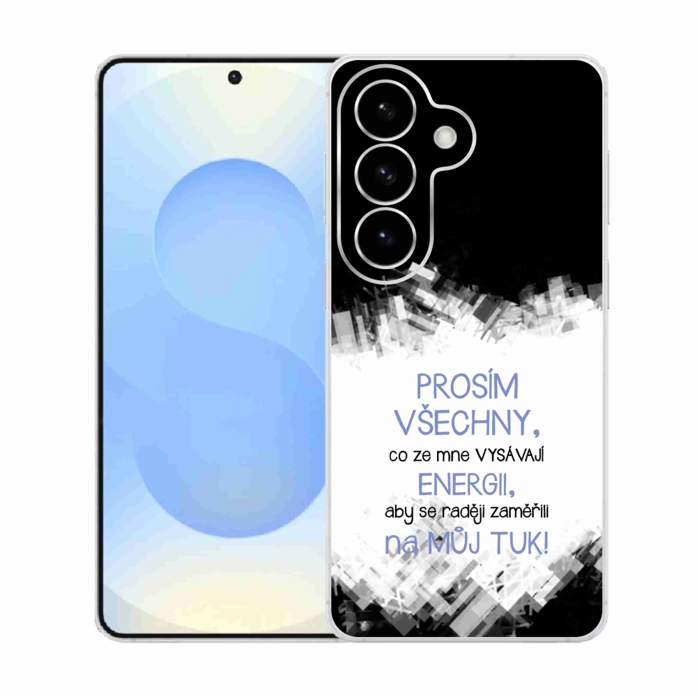 Gélový kryt mmCase na Samsung Galaxy S26 - vtipný text 1 modrý