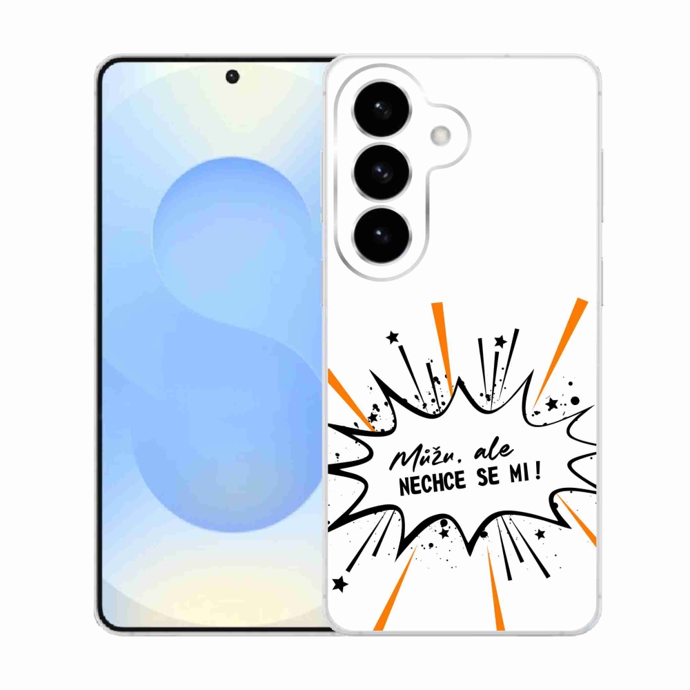 Gélový kryt mmCase na Samsung Galaxy S26 - vtipný text 11 biele pozadie