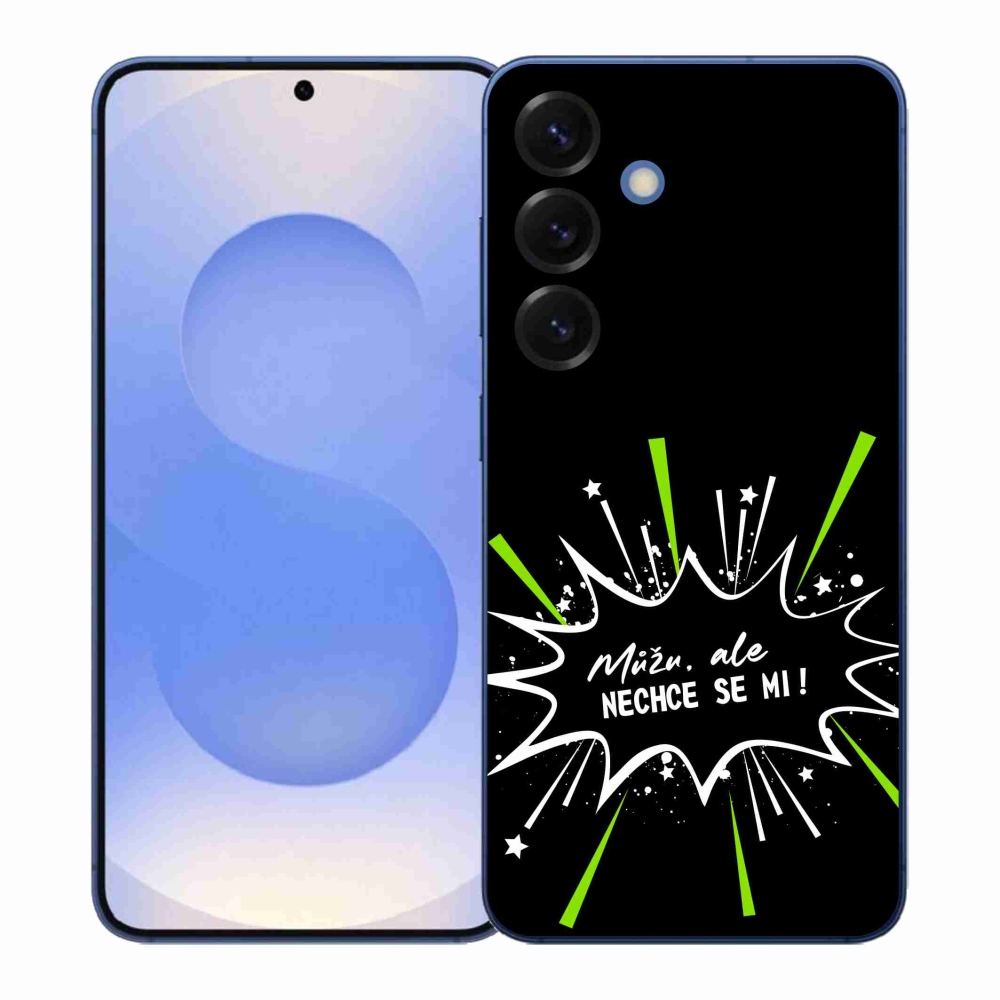 Gélový kryt mmCase na Samsung Galaxy S26+ - vtipný text 11 čierne pozadie