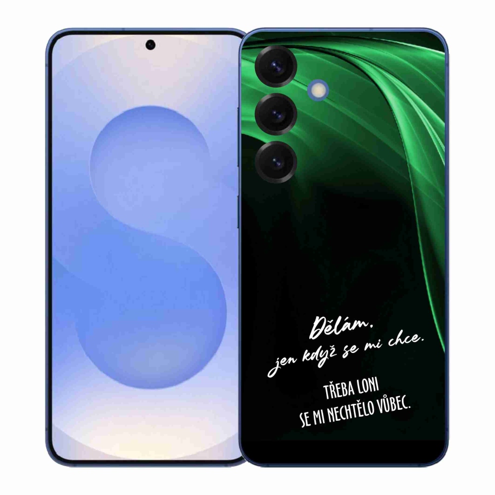 Gélový kryt mmCase na Samsung Galaxy S26+ - vtipný text 12 čierne pozadie