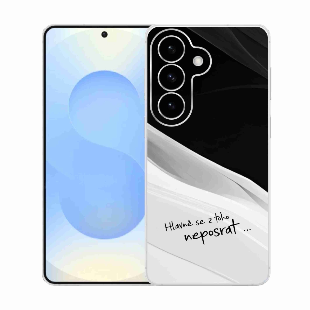 Gélový kryt mmCase na Samsung Galaxy S26 - vtipný text 13 bieločierne pozadie