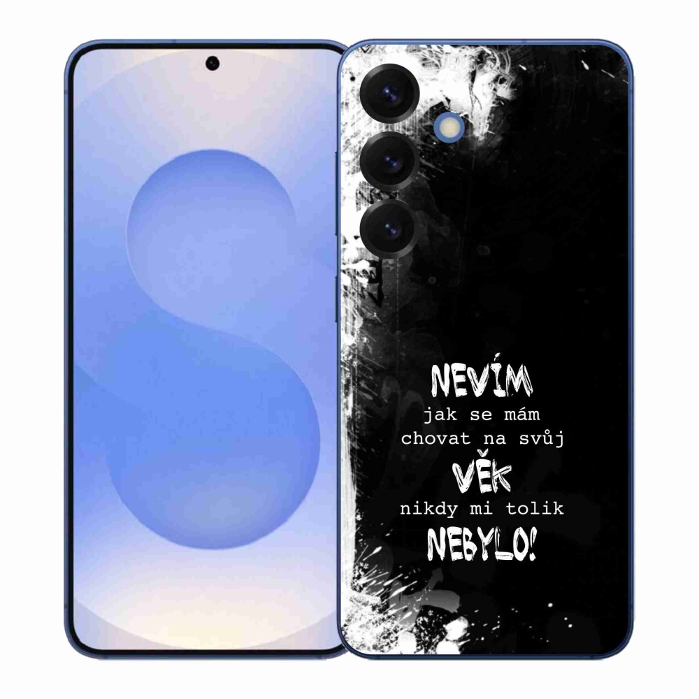 Gélový kryt mmCase na Samsung Galaxy S26+ - vtipný text 14 čierne pozadie