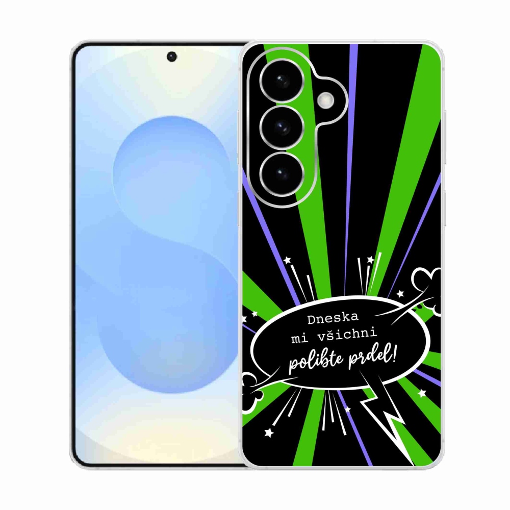 Gélový kryt mmCase na Samsung Galaxy S26 - vtipný text 15 čierne pozadie