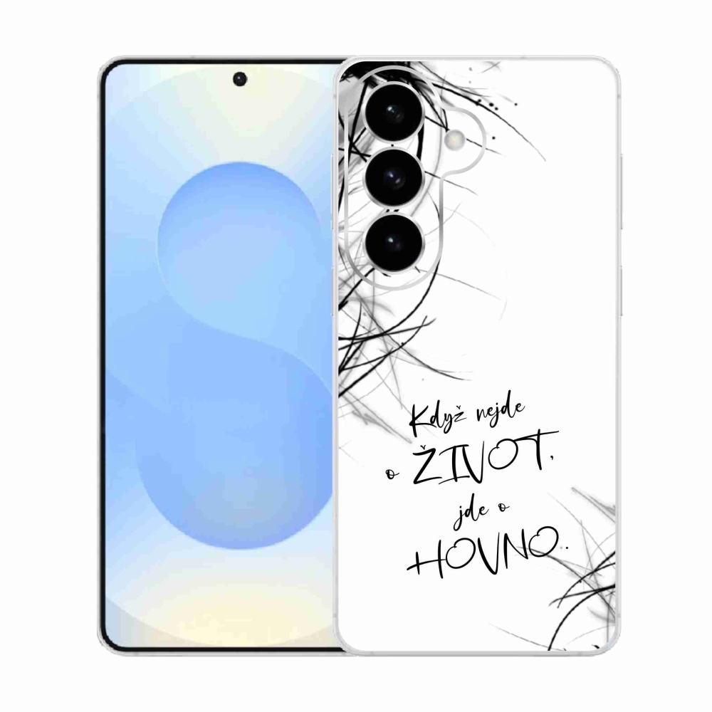 Gélový kryt mmCase na Samsung Galaxy S26 - vtipný text 16 biele pozadie