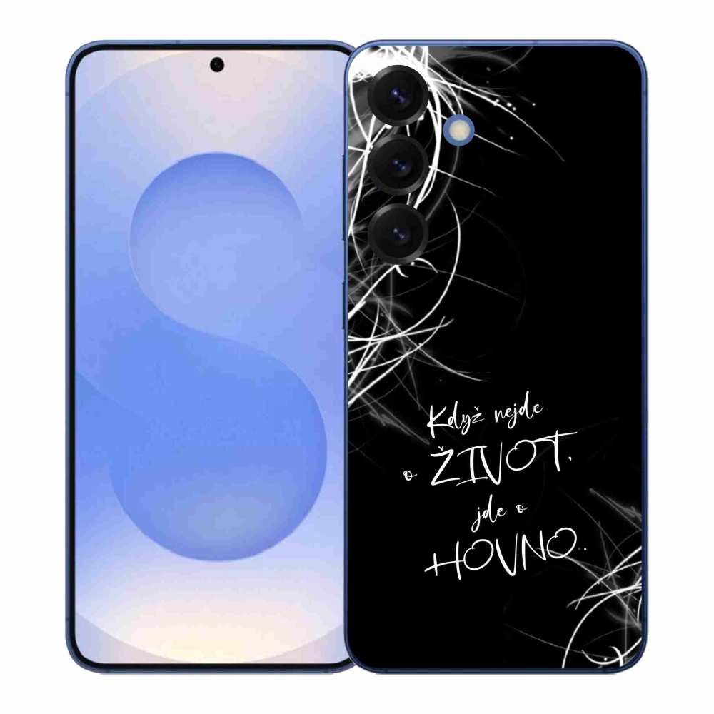 Gélový kryt mmCase na Samsung Galaxy S26+ - vtipný text 16 čierne pozadie