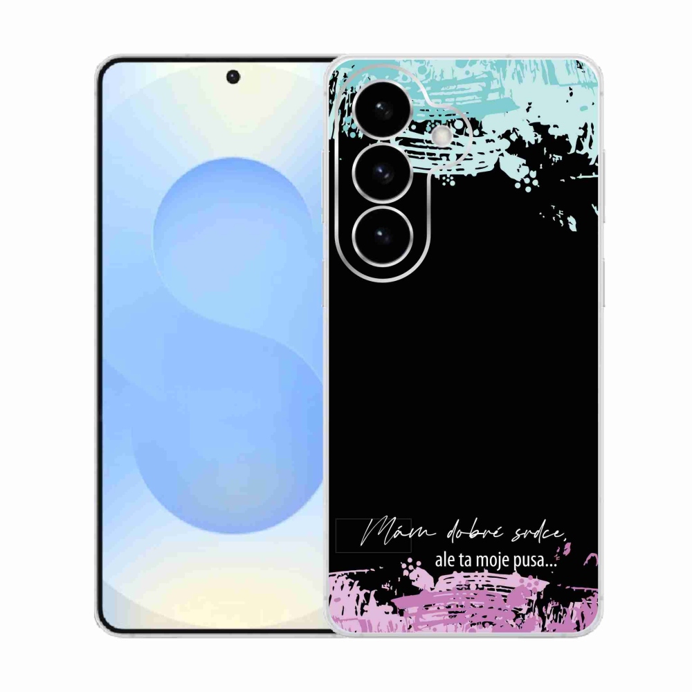 Gélový kryt mmCase na Samsung Galaxy S26 - vtipný text 3 čierne pozadie