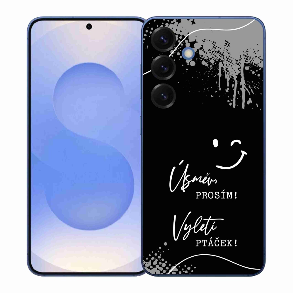 Gélový kryt mmCase na Samsung Galaxy S26+ - vtipný text 4 čierne pozadie