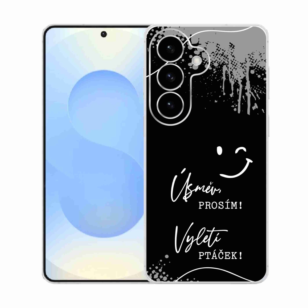 Gélový kryt mmCase na Samsung Galaxy S26 - vtipný text 4 čierne pozadie