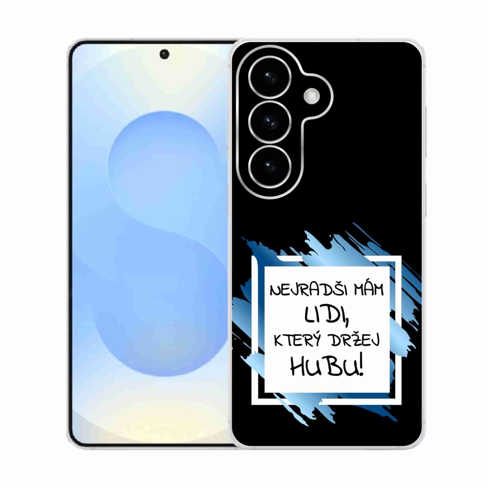 Gélový kryt mmCase na Samsung Galaxy S26 - vtipný text 7 bieločierne pozadie