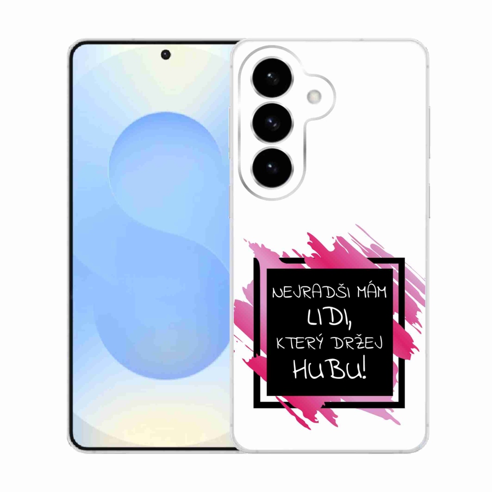 Gélový kryt mmCase na Samsung Galaxy S26 - vtipný text 7 čiernobiele pozadie