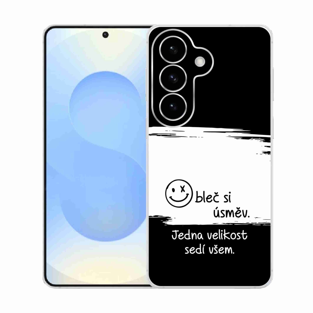 Gélový kryt mmCase na Samsung Galaxy S26 - vtipný text 8 bieločierne pozadie