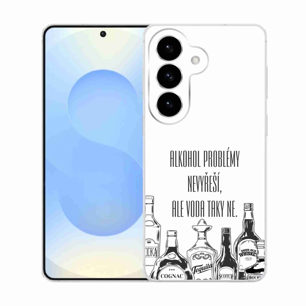 Gélový kryt mmCase na Samsung Galaxy S26 - vtipný text biele pozadie