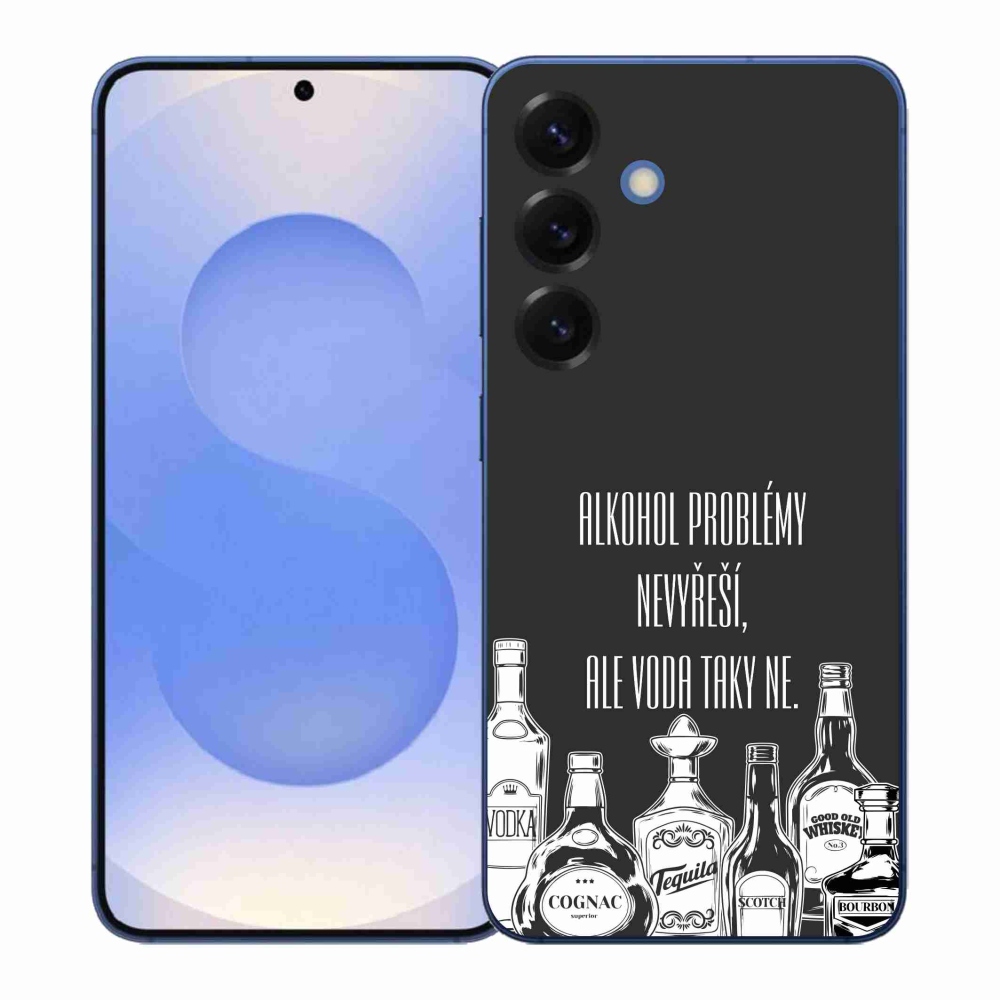 Gélový kryt mmCase na Samsung Galaxy S26+ - vtipný text čierne pozadie