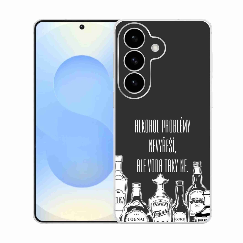 Gélový kryt mmCase na Samsung Galaxy S26 - vtipný text čierne pozadie